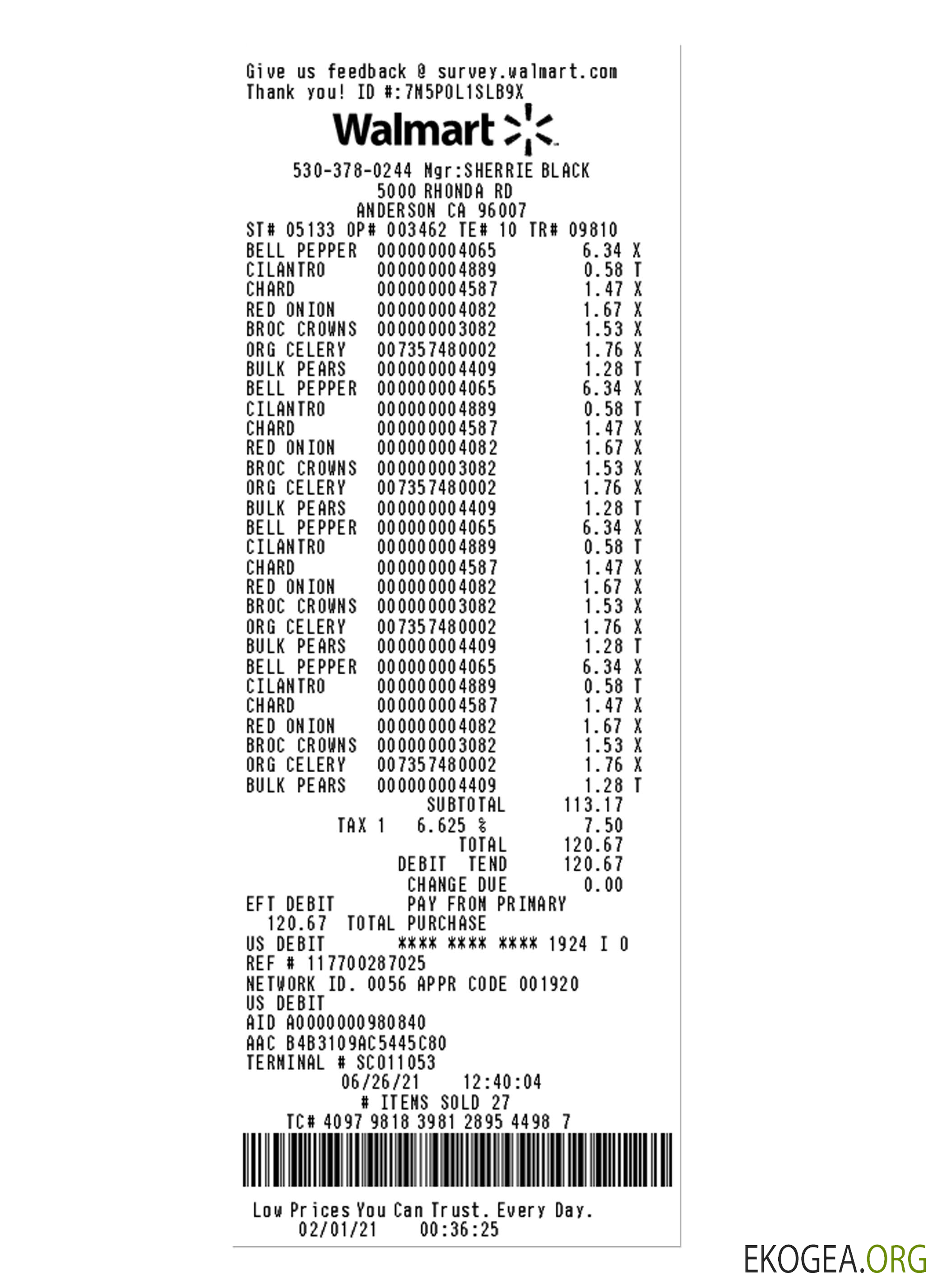 Modèle de chèque de paiement WALMART